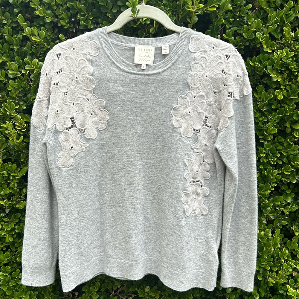 Ted Baker grey merino/viscose/cashmere blend sweater